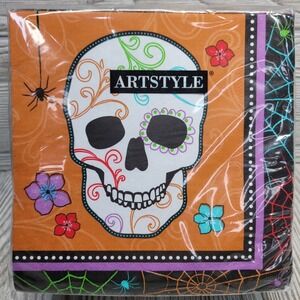 Artstyle Day of the Dead Sugar Skull Spider Web Decoupage Halloween Paper Napkin
